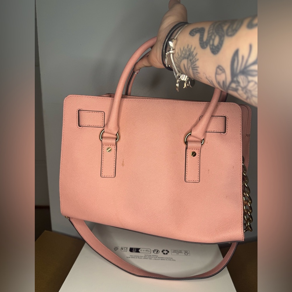 Michael Kors Coral Pink Saffiano Satchel with Gold Hardware - Picture 3 of 5